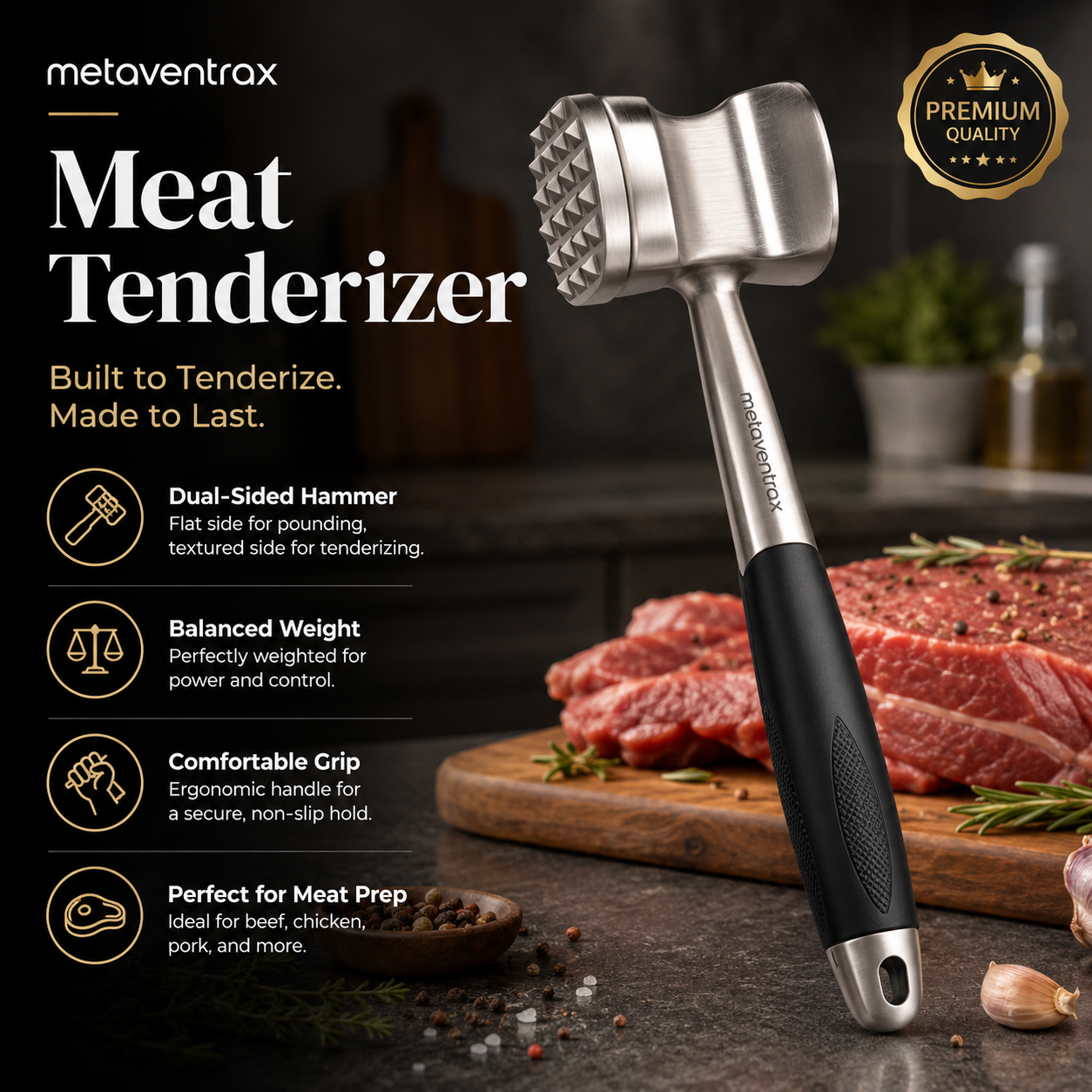 metaventrafit™ Dual-Sided Meat Tenderizer