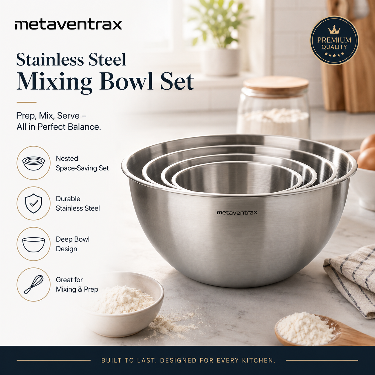 metaventrafit™ Stainless Steel Mixing Bowl Set